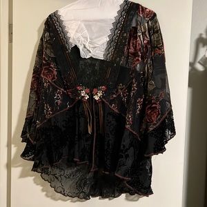 Burnout black/multi shawl 3x